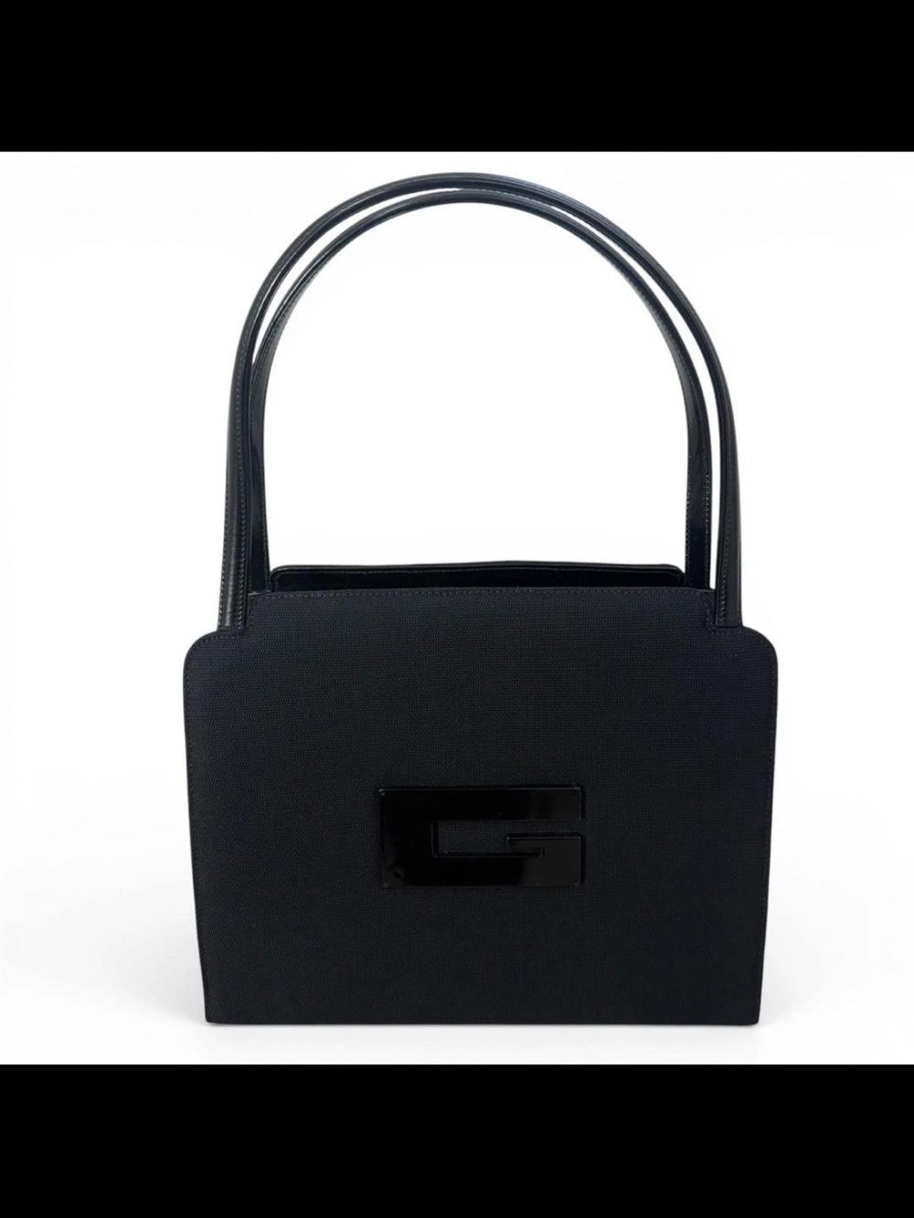 Gucci Black Structured Shoulder Bag with Double Top Handles